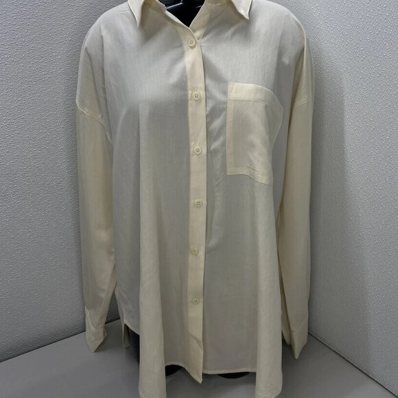 Bae Women's Love Affair Oversized Button-Up Shirt – Size S – Vanilla Beige - Picture 1 of 10